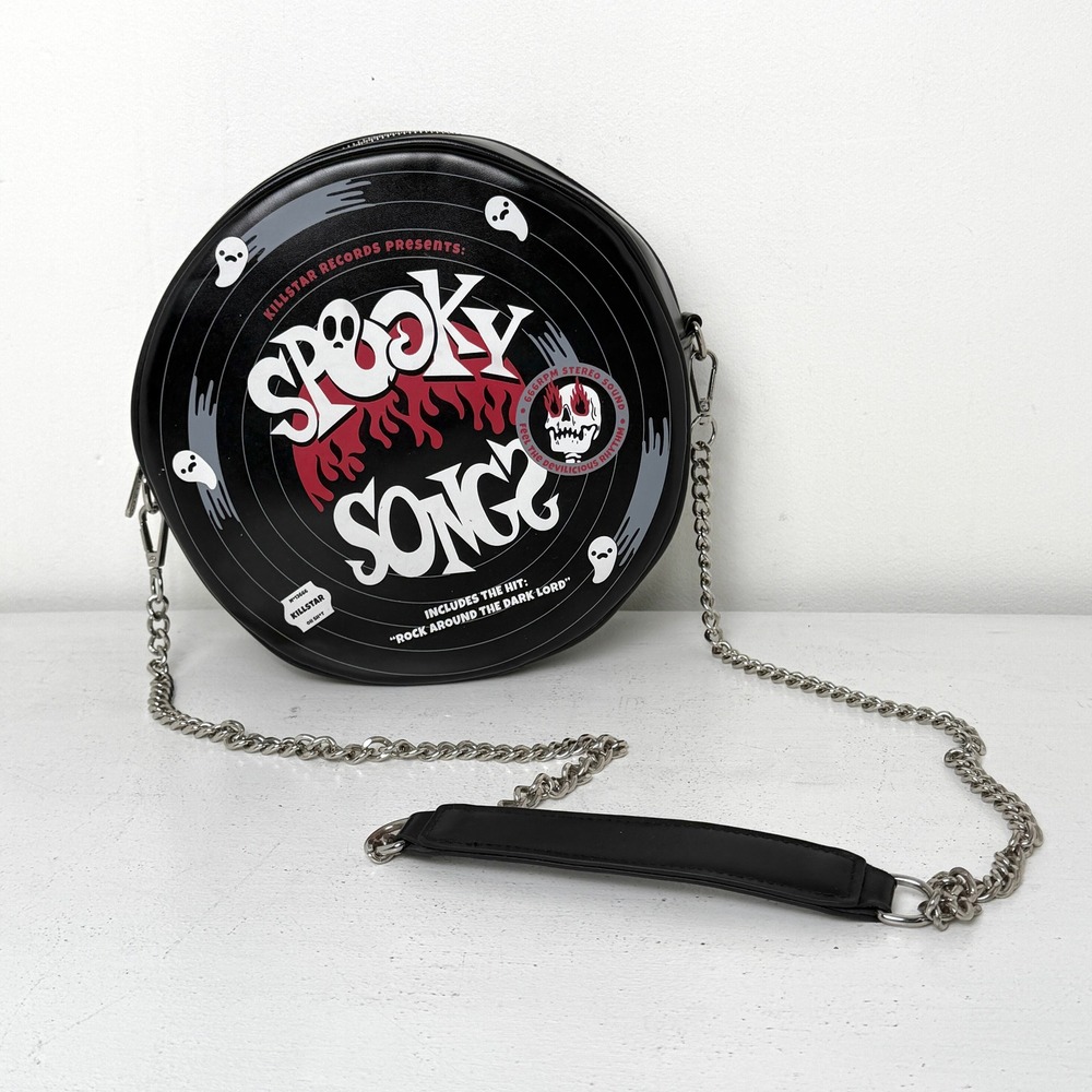 KILLSTAR Spooky Songs Vinyl Record Bag Black Vegan Leather Goth Circle Crossbody